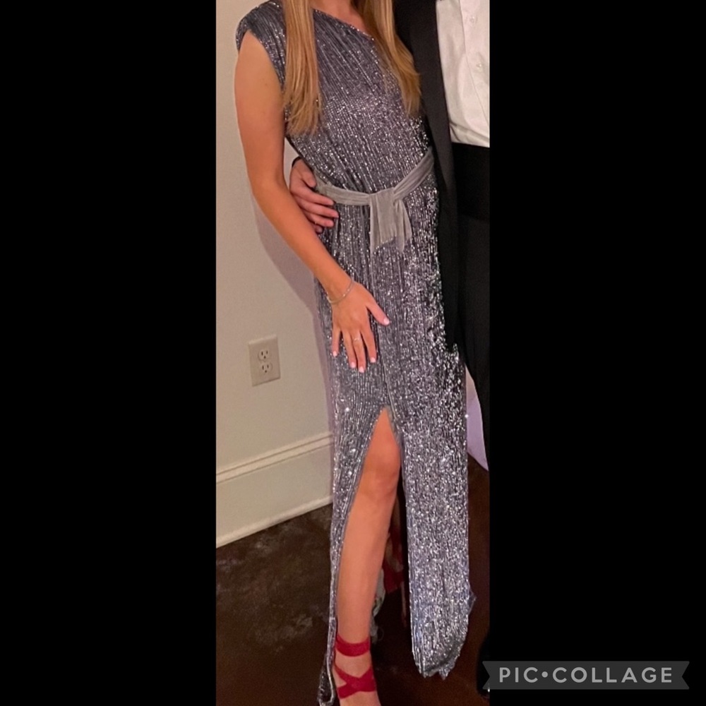 Retrofete Silver Sequin Gown - image 2